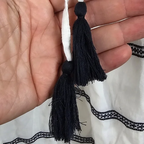 Tory Burch Linen Embroidered Belted Tassel Boho Dress - Picture 6 of 11